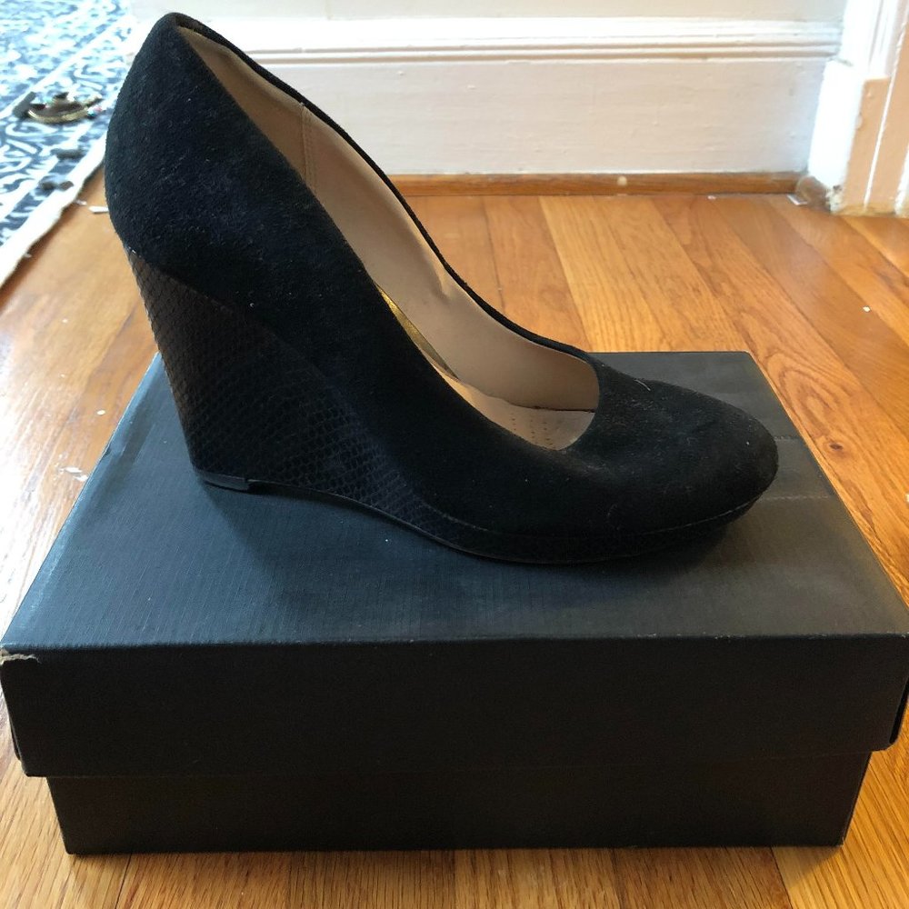 Clark's Comet Trail Black Suede Wedges